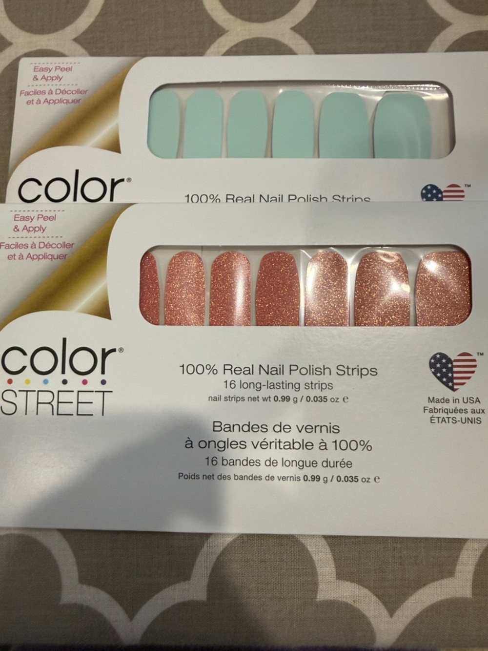 Color Street Mint Green and Rose Gold Glitter Nail Strips